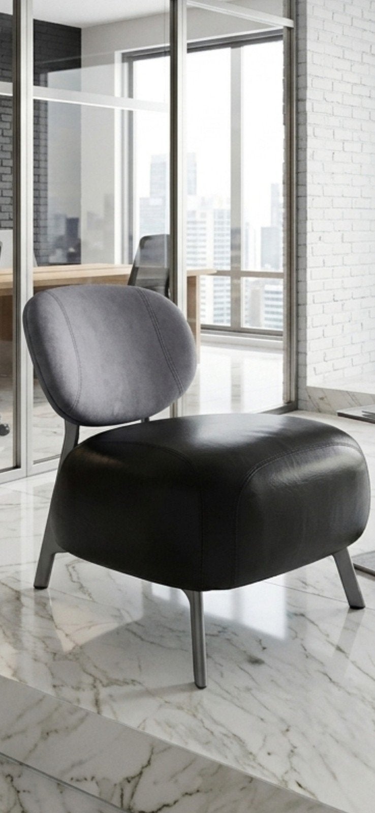 2 Luxe design fauteuils, Ophalen, Zo goed als nieuw, Leer, Moderne minimalistisch