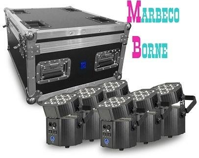 LED Uplighter Set, 6 stuks in Flightcase met lader, BBP60, Geluidgestuurd, Nieuw, Info@marbeco.nl, BeamZ