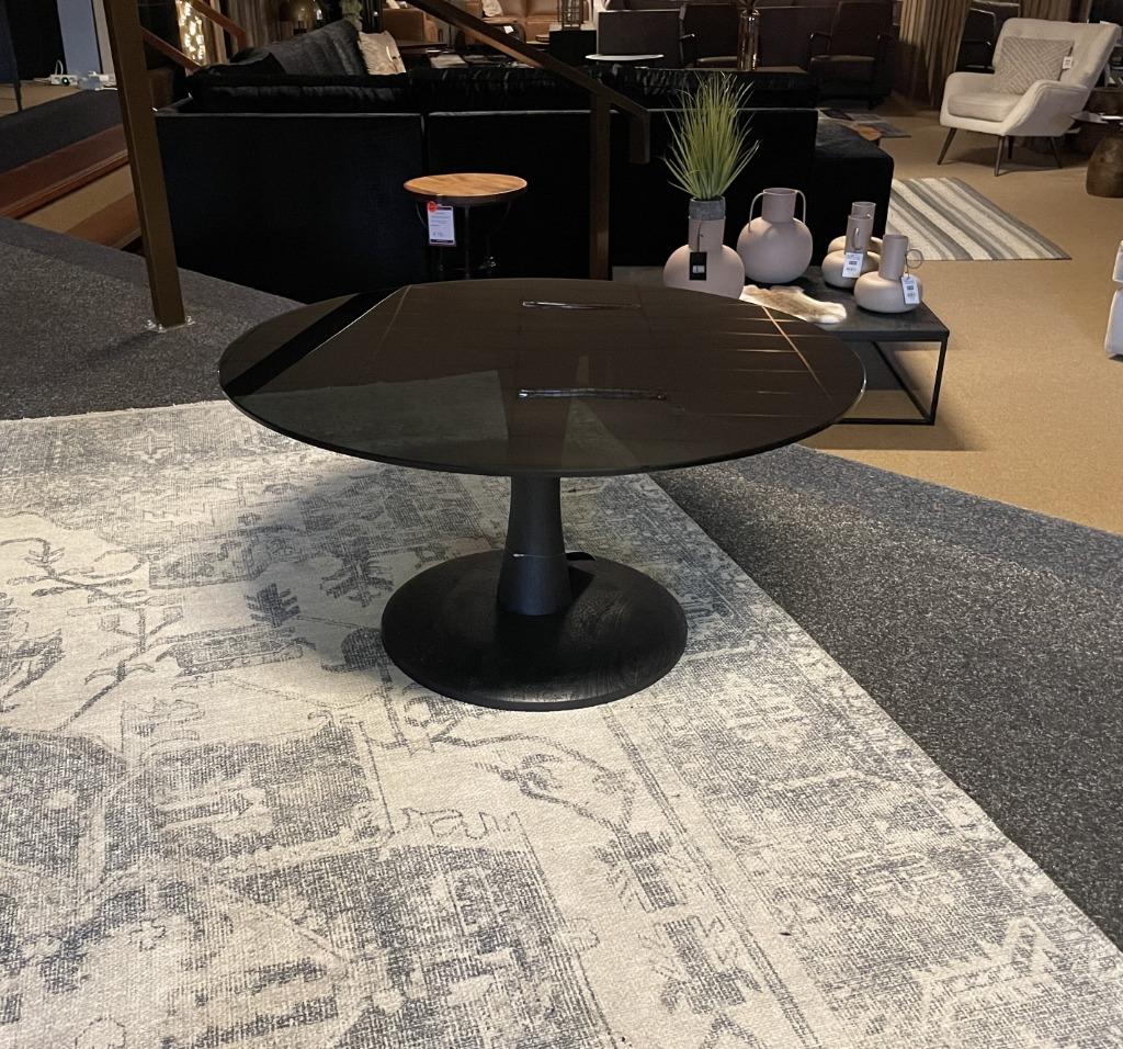 Salontafel Romy glas/hout E-1824 Driect/leverbaar/Enschede, Huis en Inrichting, Ophalen, 50 tot 100 cm, Rond, Nieuw