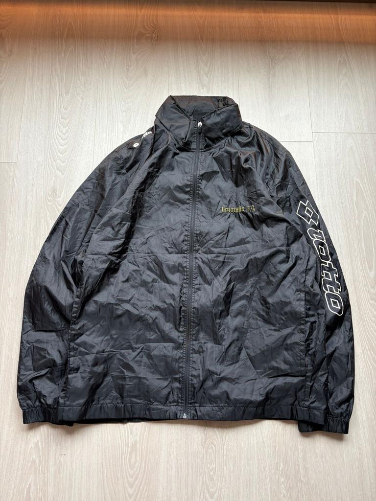 Vintage Lotto Regen Jas XL, ., Zwart, Maat 56/58 (XL), Ophalen of Verzenden