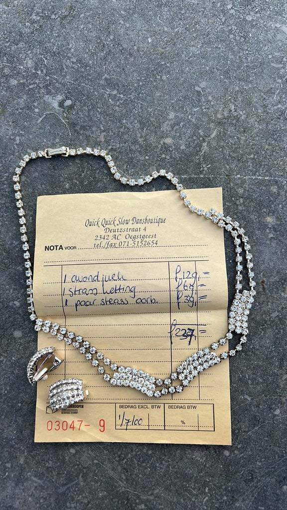 Strass ketting, oorbellen en armbandje, Ophalen of Verzenden, Zo goed als nieuw, Overige typen