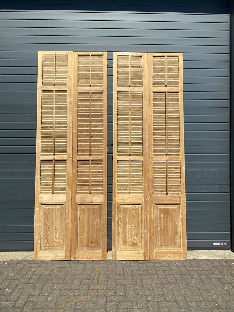 Antieke hoge Louvre luiken met paneel onder, Ophalen of Verzenden, Gebruikt