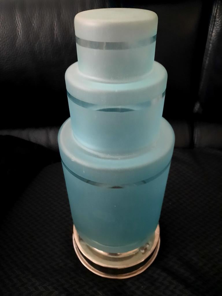 Set van 2 blauwe art deco lampen >1plafondlamp en 1 hanglamp, Ophalen, Gebruikt