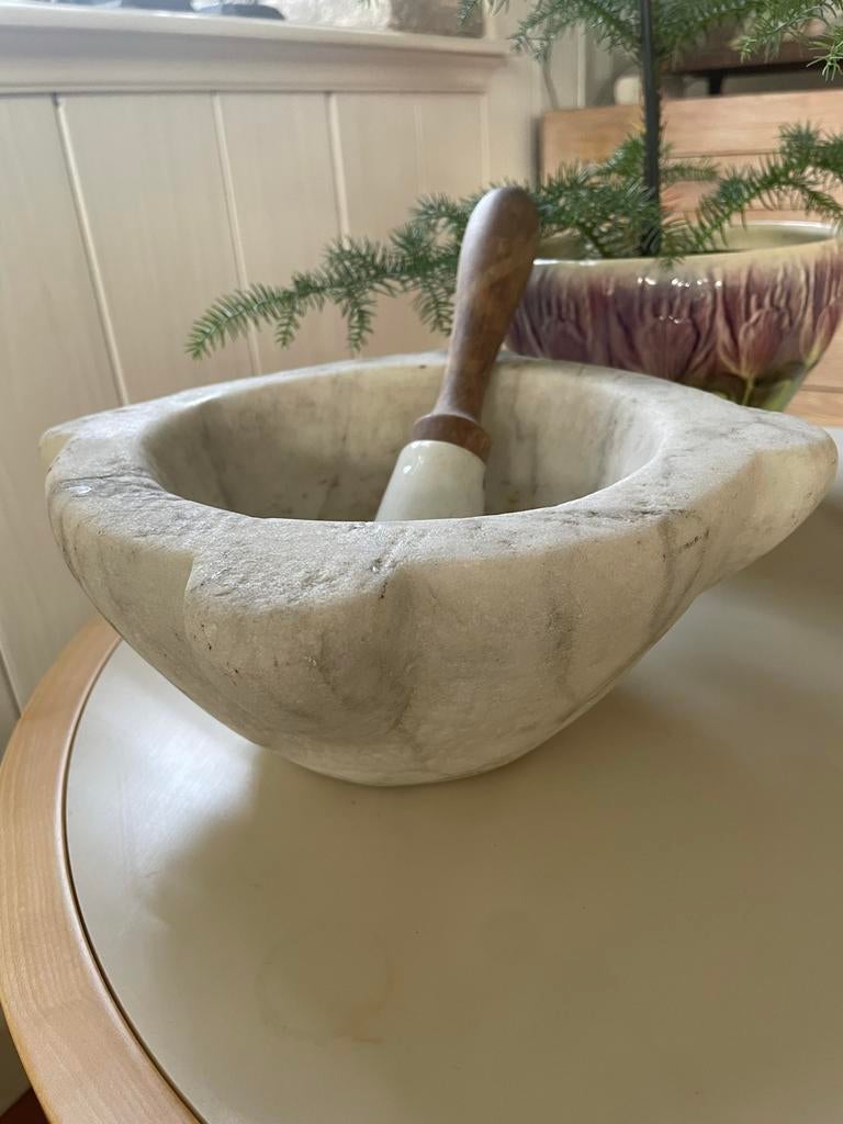 Antieke grote  Marmeren Vijzel, Antiek en Kunst, Ophalen of Verzenden