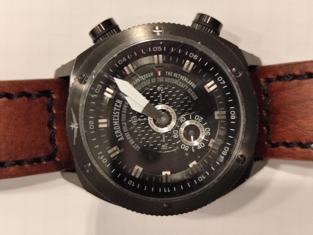 Horloge Aeromeister AM1206 waterbestendig 5 Bar, Overige merken, Leer, Staal, Polshorloge