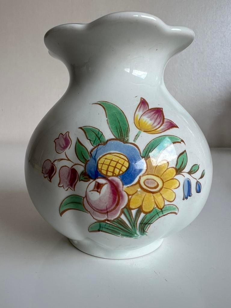 Vintage Rörstrand Bloemenvaasje Veldbloemen Lars Thorén 40’s, Ophalen of Verzenden