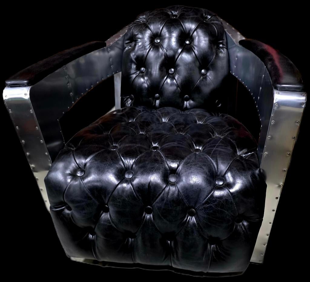 Showroommodel Aviator fauteuil zwart leer + BEZORGING, Huis en Inrichting, Fauteuils, Aviator, ., Nieuw, 75 tot 100 cm