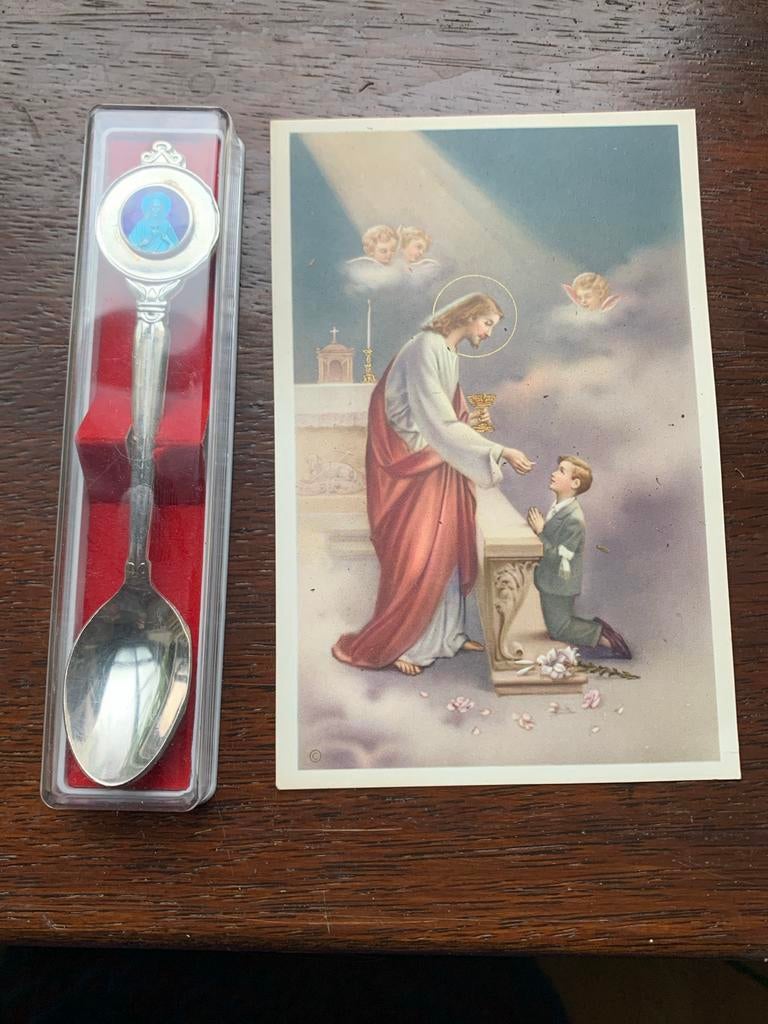 Nieuw Vintage Lepel en Prent Communie, Ophalen of Verzenden