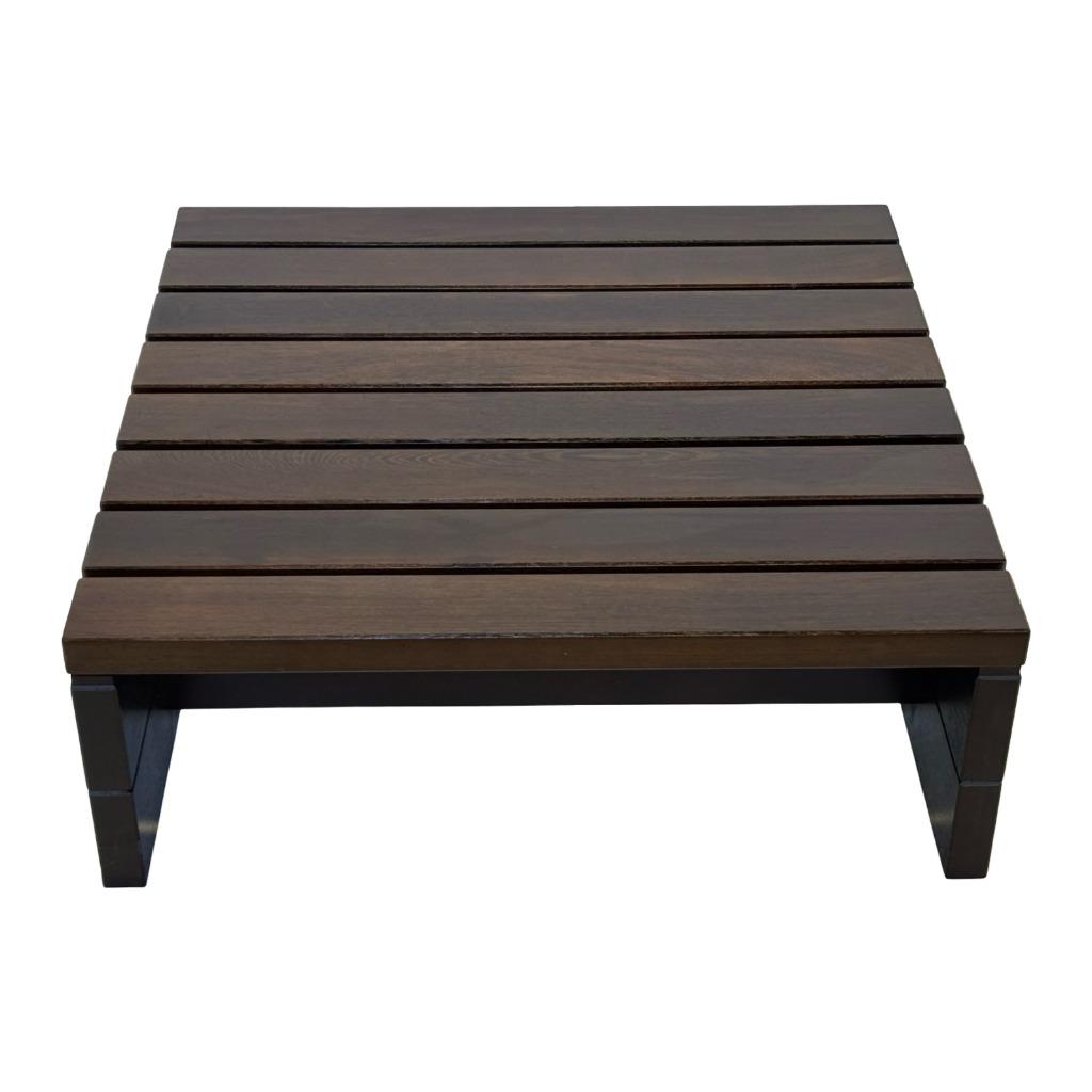 Vintage salontafel slatted latten Wengé massief jaren 70, 100 tot 150 cm, Vintage, 50 tot 100 cm, Zo goed als nieuw