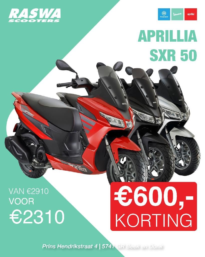 Aprillia SXR 50 | Nieuw| Deal €600,- KORTING!, Fietsen en Brommers, Scooters | Aprilia, Nieuw, Overige modellen, Maximaal 45 km/u