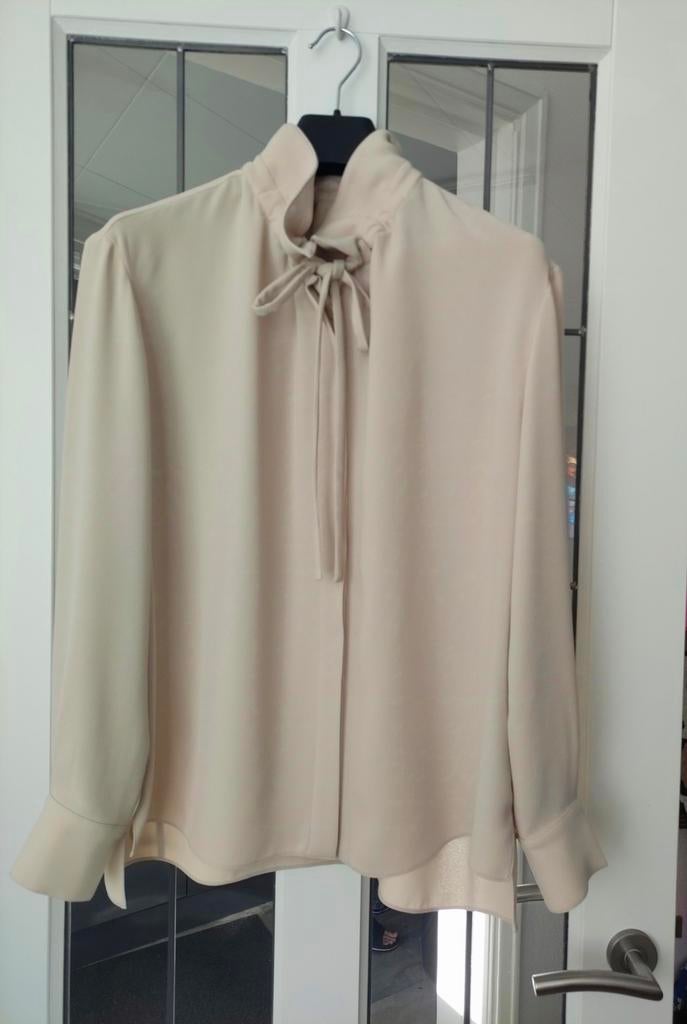 Natan blouse beige geplooide kraag maat L, Kleding | Dames, Blouses en Tunieken, Beige, Maat 42/44 (L), Ophalen of Verzenden, Gedragen