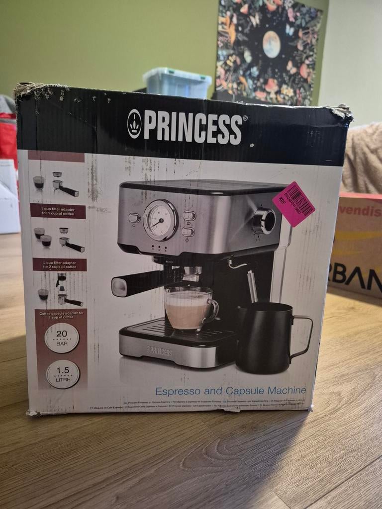 Princess Espresso & Capsule Machine - met doos, Witgoed en Apparatuur, Koffiezetapparaten, Gebruikt, Espresso apparaat, Ophalen of Verzenden