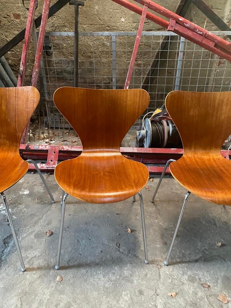 3107 Chairs by Arne Jacobsen for Fritz Hannssen, 1976, Ophalen, Bruin, Zo goed als nieuw, Vier