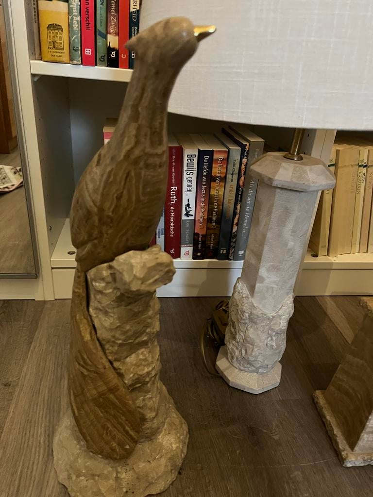 Decoratieve lamp, kaarsenhouder en vogelbeeld, Huis en Inrichting, Lampen | Vloerlampen, Ophalen of Verzenden, Gebruikt, Overige materialen