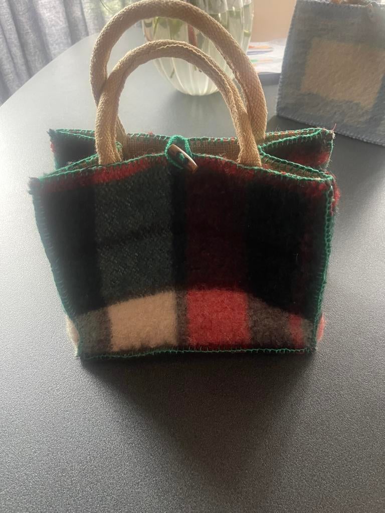 Mooie handgemaakte tas van AaBe dekens donkergroene ruit, Ophalen of Verzenden, Nieuw