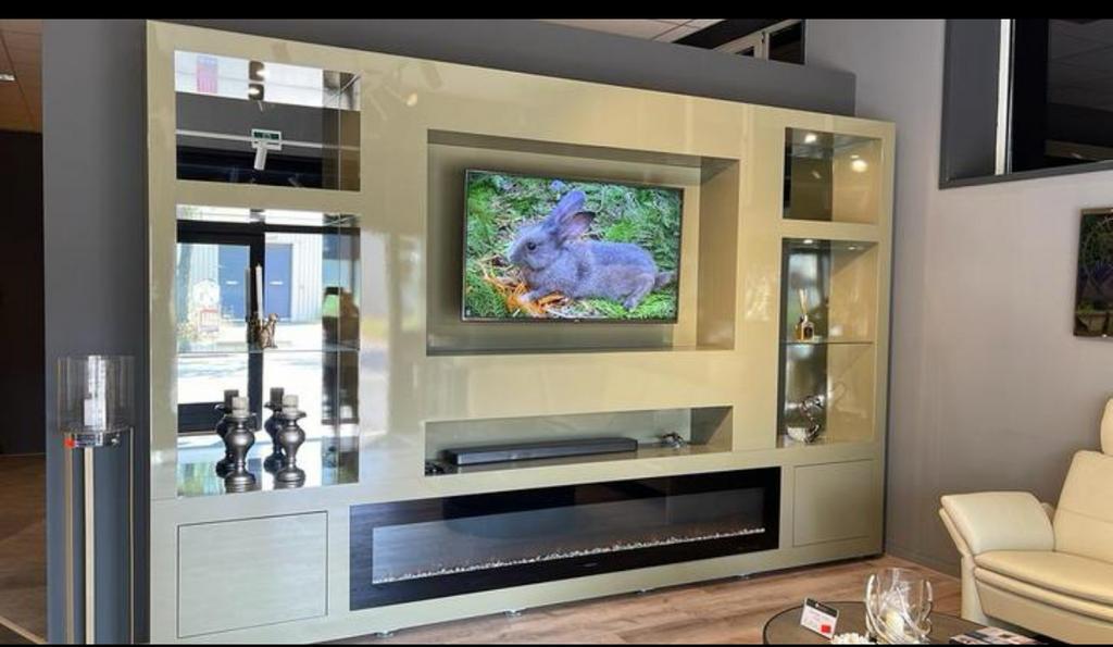 Moderne TV Meubel Wandkast met Haard, Ophalen, Overige materialen, 200 cm of meer, Nieuw