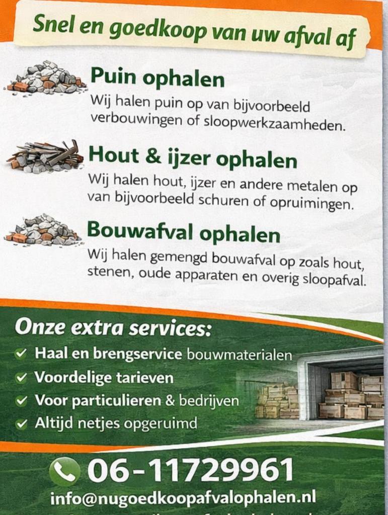 Afval ophalen en opruimen, Diensten en Vakmensen