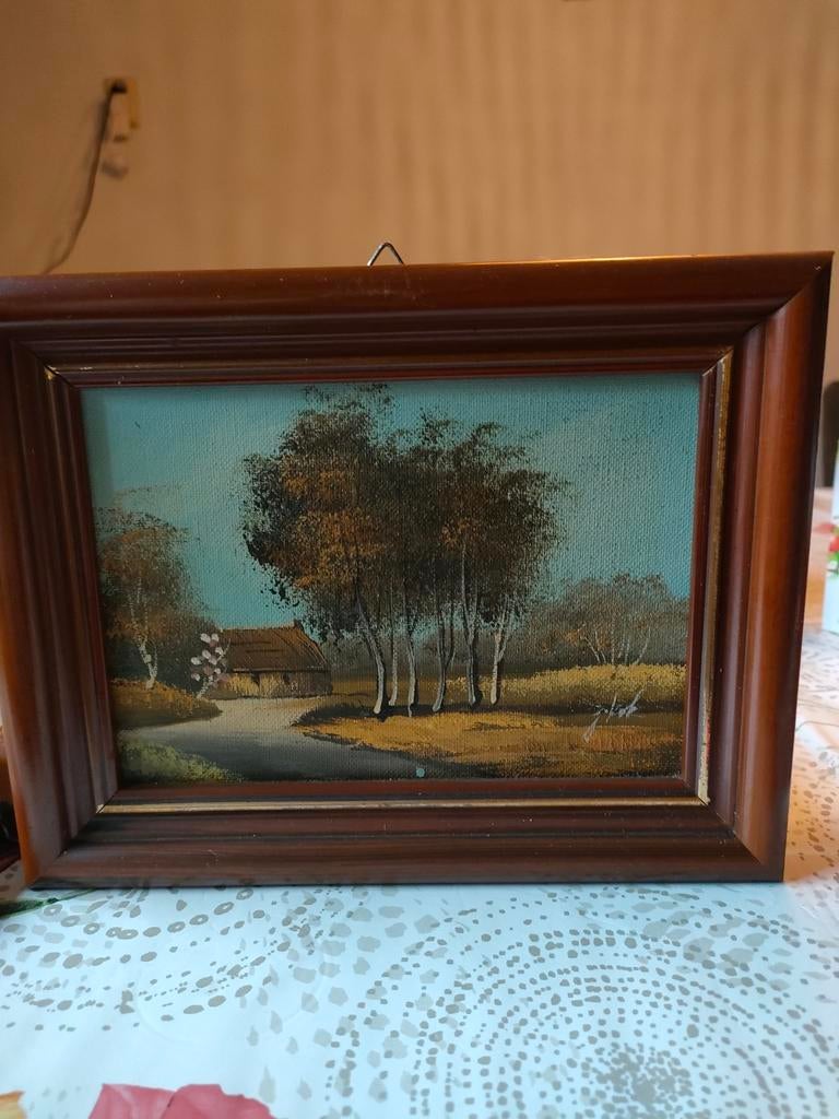 Schilderij van J. Kok - Landschap met bomen, Ophalen of Verzenden