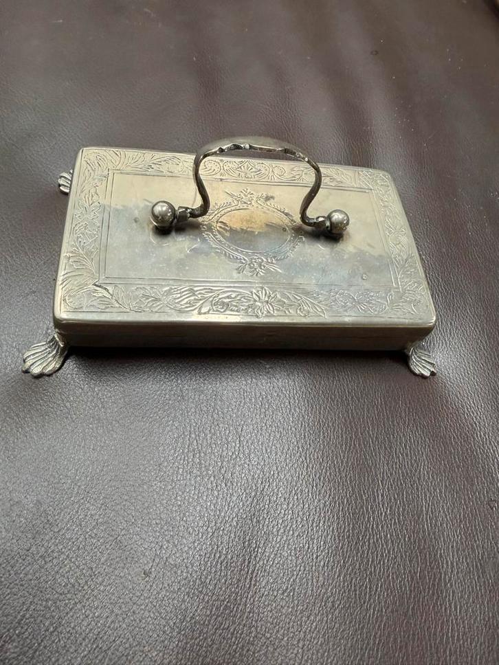 Zilveren sieradendoosje met handvat, Antiek en Kunst, Ophalen of Verzenden, Zilver