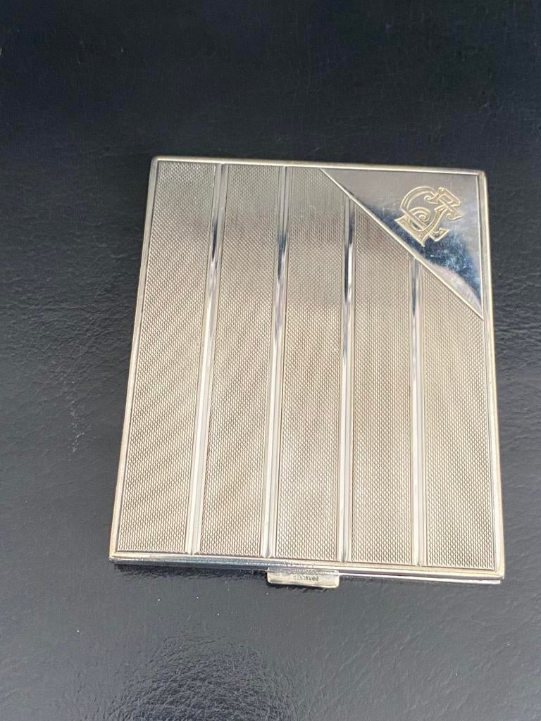 Vintage alpacca sigarettenhouder., Verzenden, Zilver