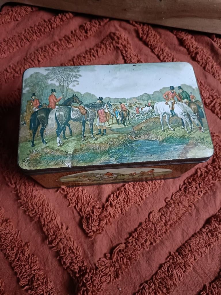Vintage blik Jacht tafereel, Verzamelen, Blikken, Ophalen of Verzenden, Gebruikt, Overige