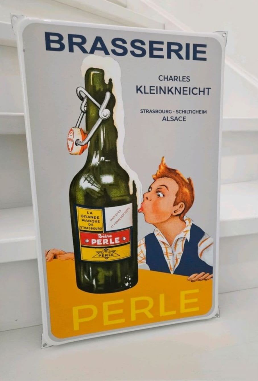 Emaille bord nieuw perle, Ophalen of Verzenden, Nieuw, Reclamebord