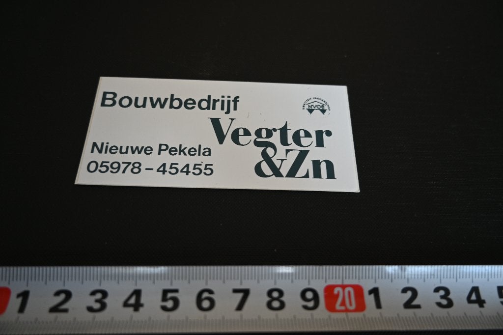 sticker nieuwe pekela bouwbedrijf VEGTER & ZN, Verzamelen, Ophalen of Verzenden, Zo goed als nieuw