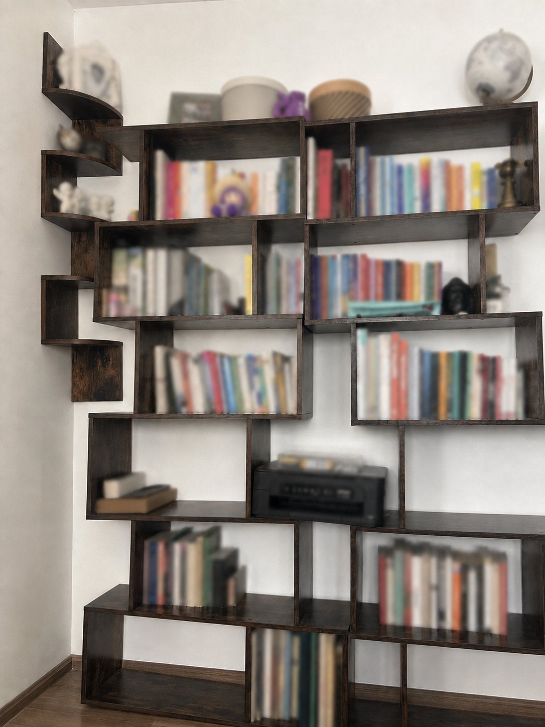 GIANTEX 5-laags Boekenkast, Vintage Bruin, Set of 2, Huis en Inrichting, Kasten | Boekenkasten, Ophalen, Met plank(en), 50 tot 100 cm
