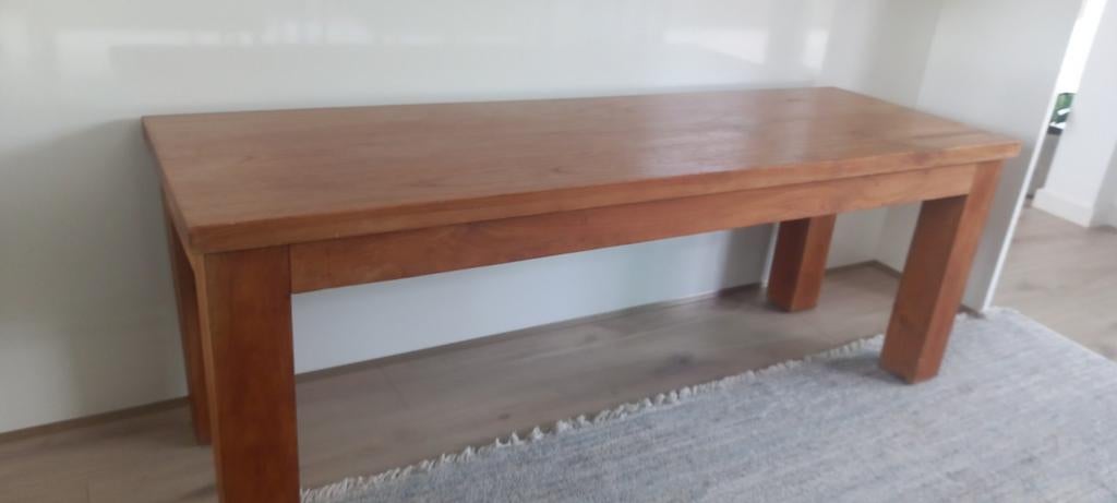 Massief Teakhouten Bankje - 125x40x45 cm, Ophalen, Minder dan 50 cm, Gebruikt, 125 cm of meer