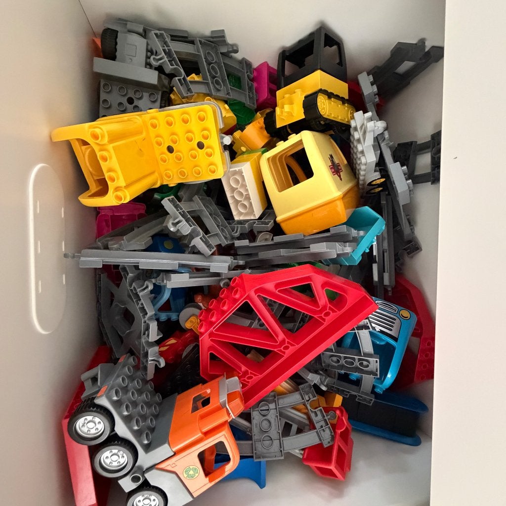 Grote partij LEGO Duplo - Voertuigen, Treinrails, Ophalen, Zo goed als nieuw, Compleet, Duplo