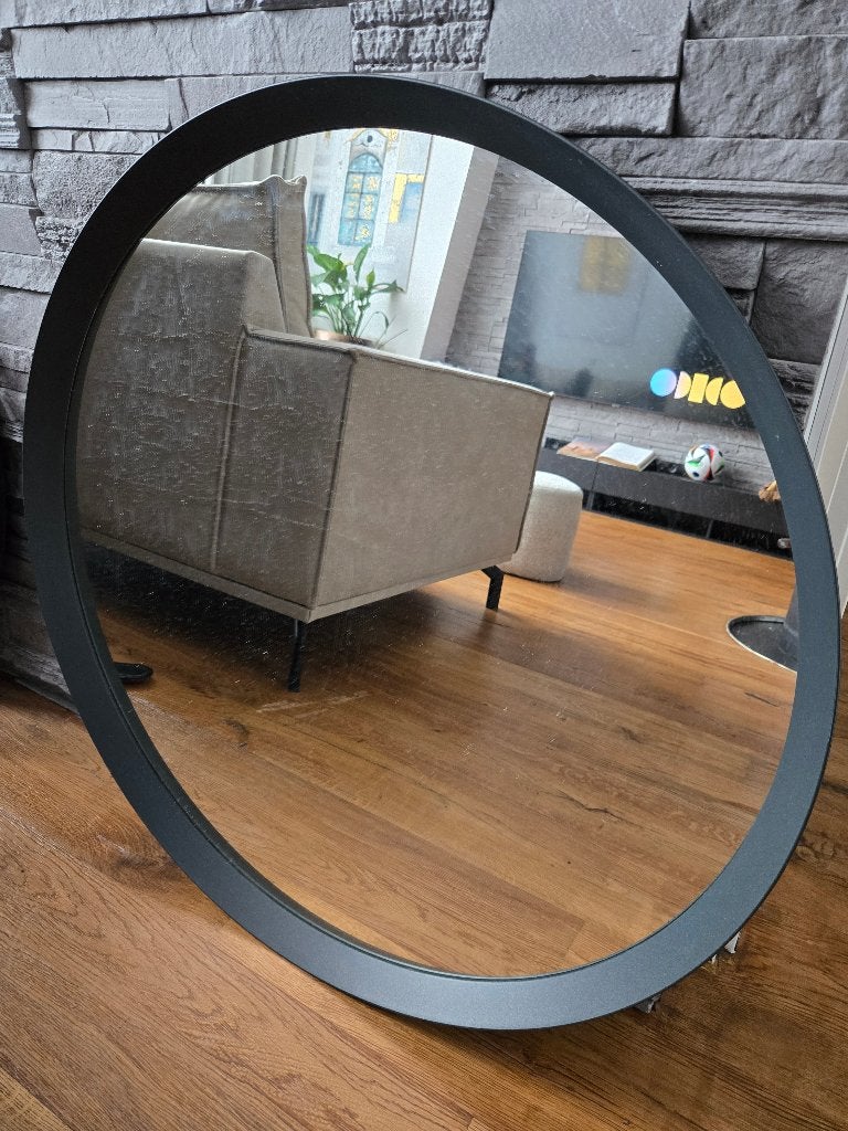 Langesund Spiegel 80 cm, antraciet, Huis en Inrichting, Woonaccessoires | Spiegels, Ophalen, Rond, Zo goed als nieuw, 75 tot 100 cm