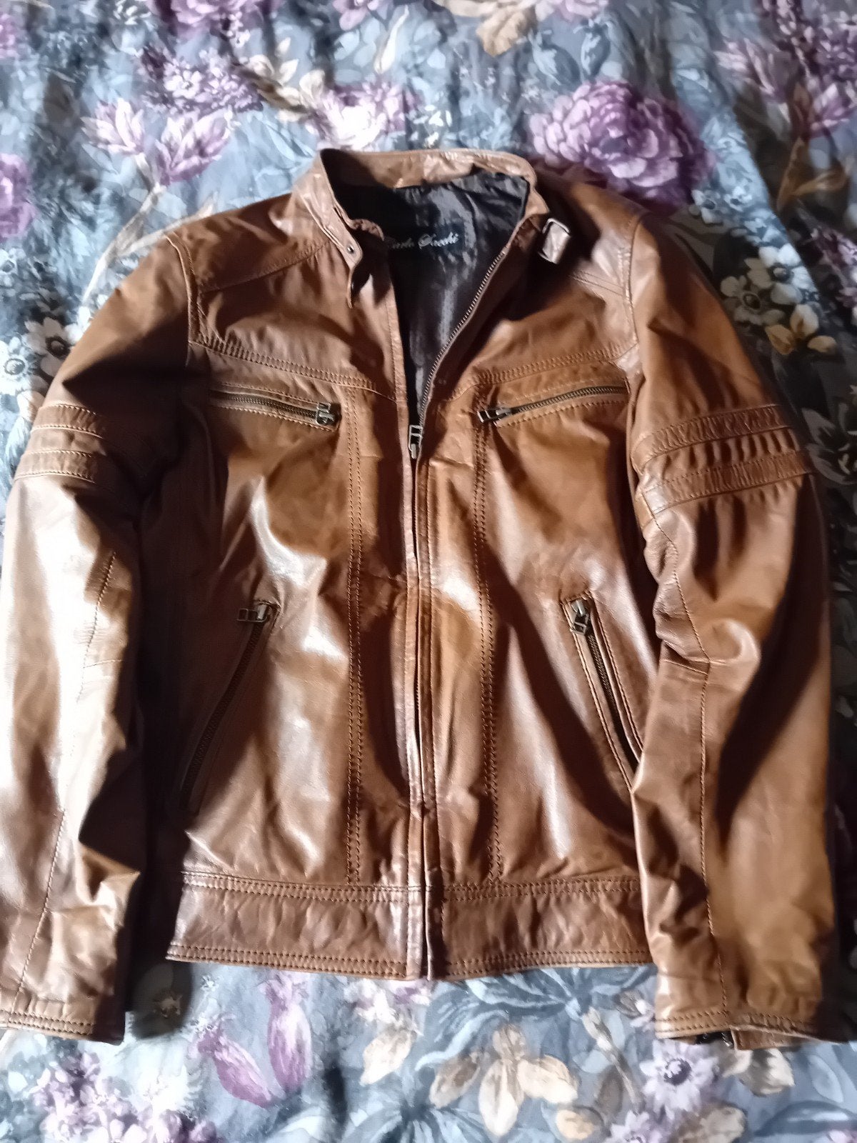 bruine leren jas...maat medium, Ophalen of Verzenden, Zo goed als nieuw, Maat 48/50 (M), Bruin