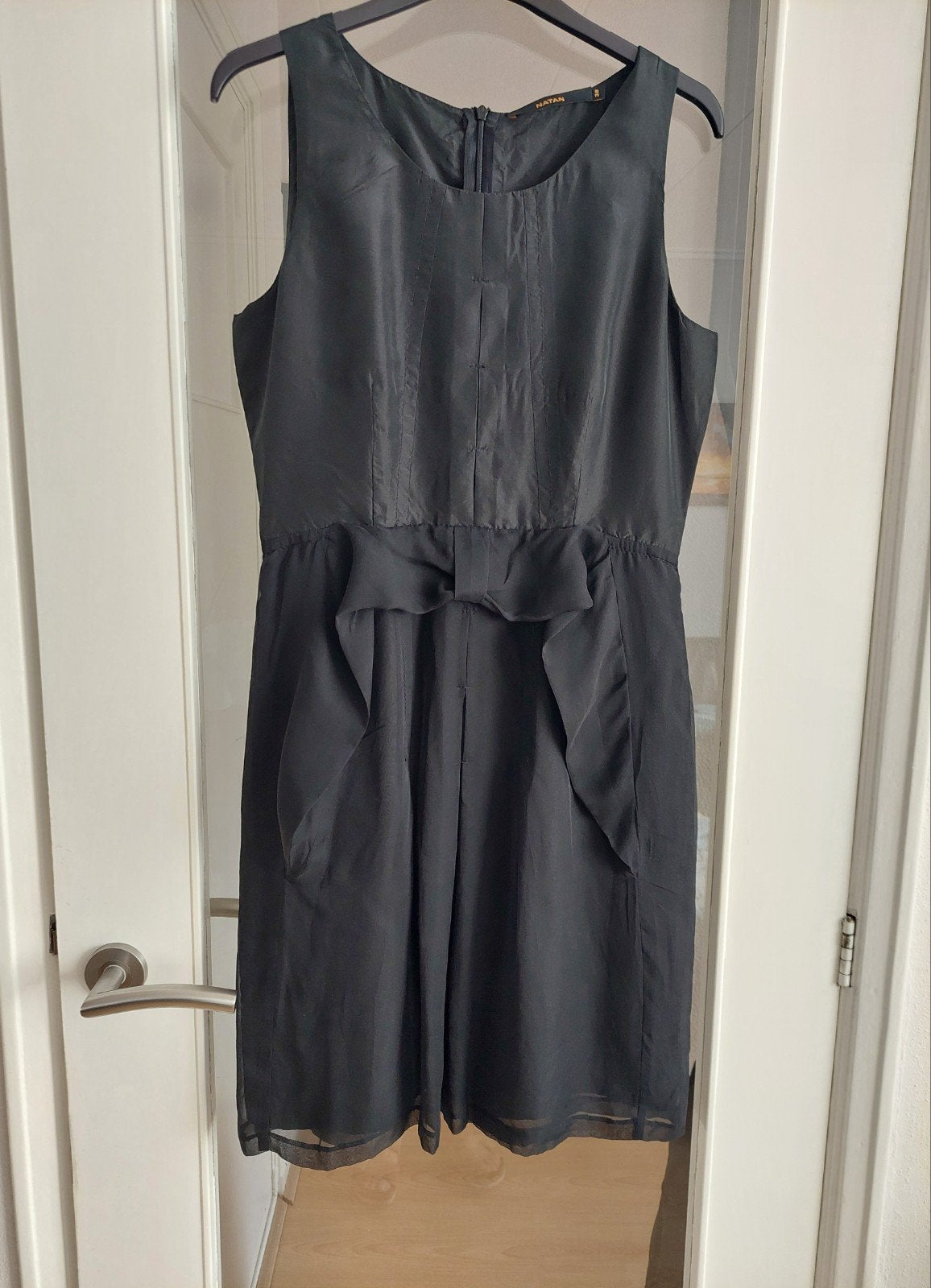 Natan zijden jurk, Belgische maat 38 (NL 36), Kleding | Dames, Verzenden, Zwart, Knielengte, Maat 36 (S)