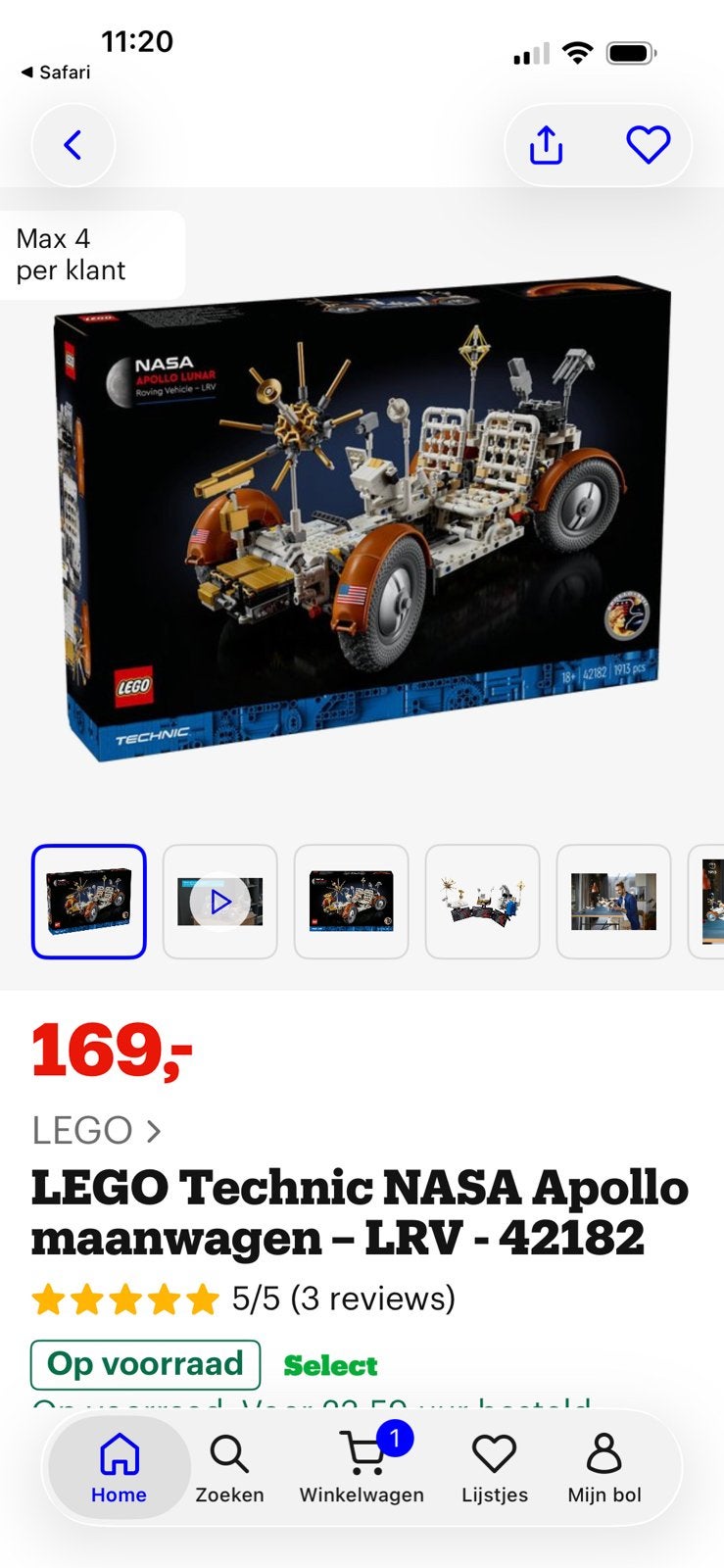 Lego Technic maanauto, Hobby en Vrije tijd, Modelauto's | 1:24, Ophalen, Nieuw, Auto, Overige merken