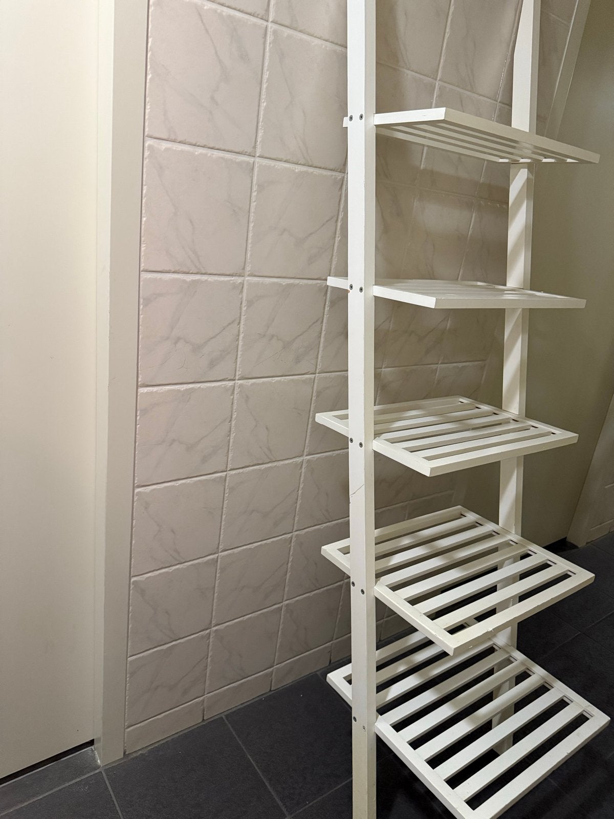 Witte houten ladderrek met 5 planken, Ophalen, Gebruikt