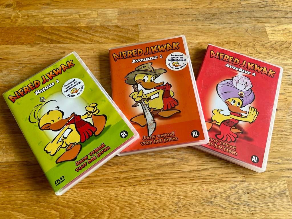 Alfred J. Kwak DVD’s: Natuur 1, Avontuur 1 & 2, Cd's en Dvd's, Dvd's | Kinderen en Jeugd, Avontuur, Gebruikt, Alle leeftijden
