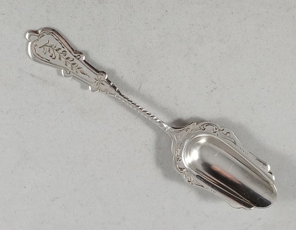 Korte Theeschep Biedermeier Gravé antiek 835 zilver, Ophalen of Verzenden, Zilver