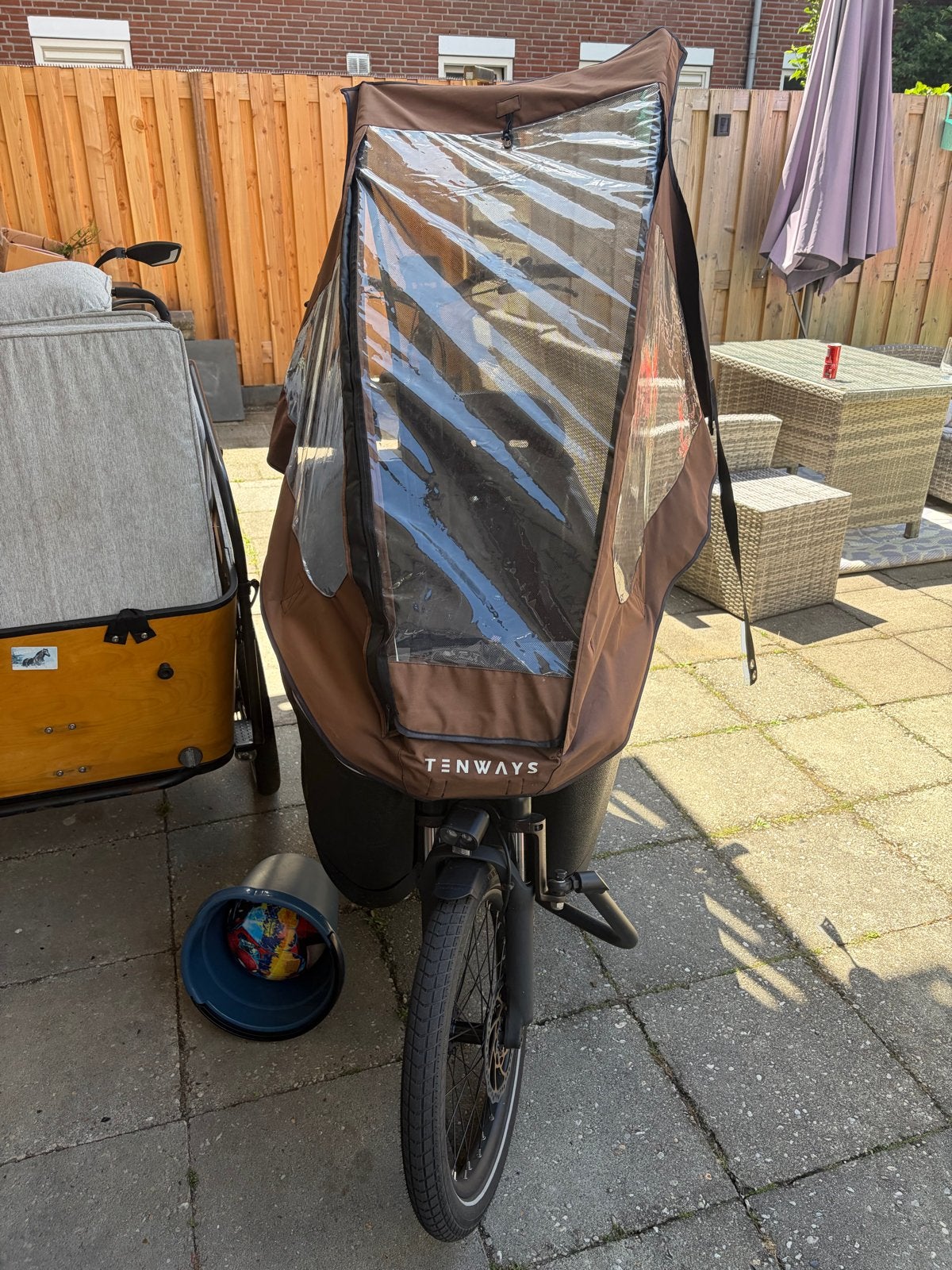 Tenways bakfiets met huif en aankoopbewijs, nog garantie, Elektrisch, Zo goed als nieuw, 2 kinderen, Schijfrem