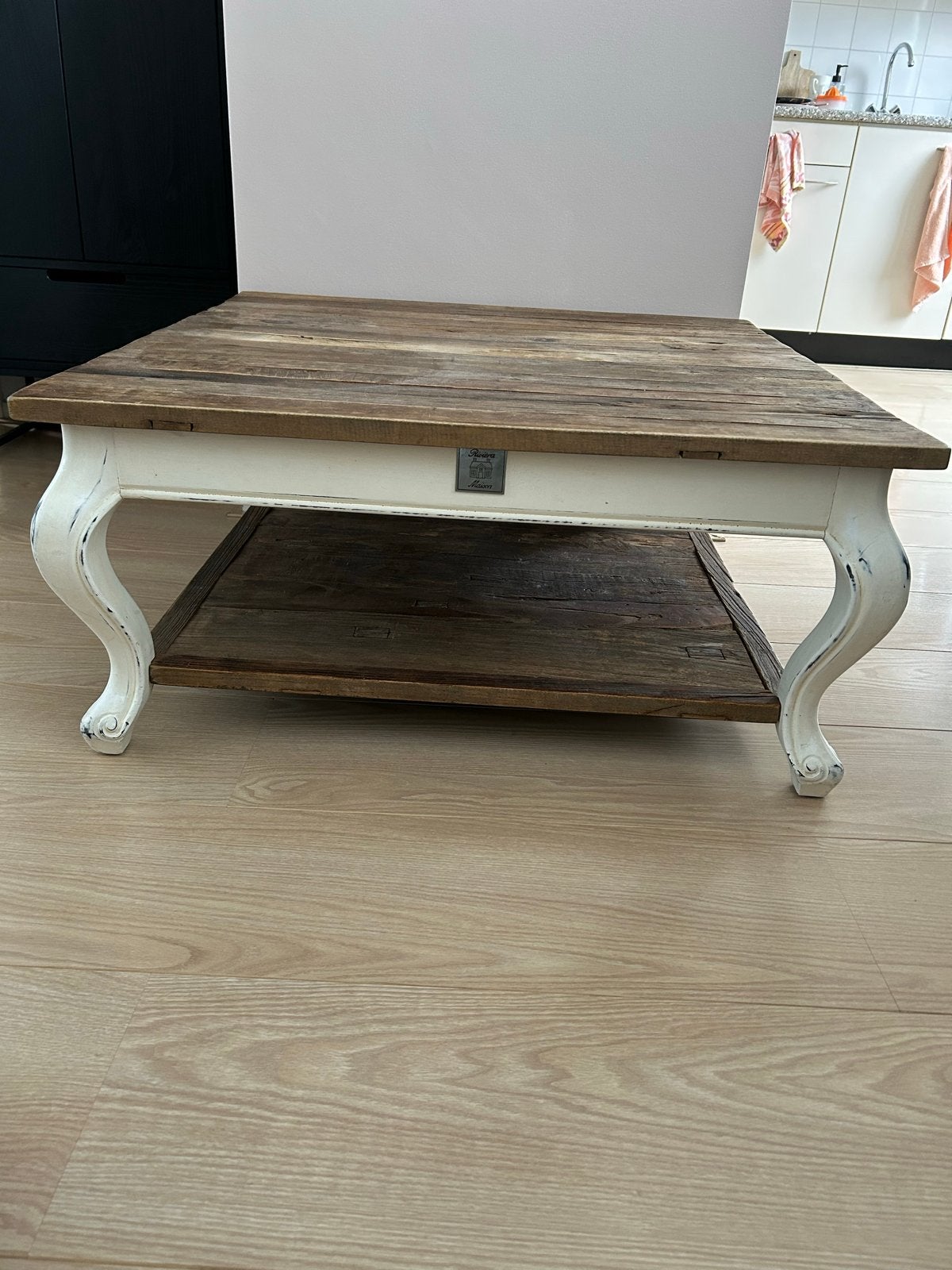Riviera Maison Salontafel 90x90 cm, hoogte 41 cm, Ophalen, Gebruikt, Vierkant, 50 tot 100 cm