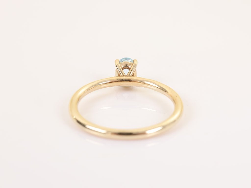 Azure | 14 Karaat Vintage Gouden Ring met Aquamarijn, Ophalen of Verzenden, Zo goed als nieuw, 17 tot 18, Met edelsteen