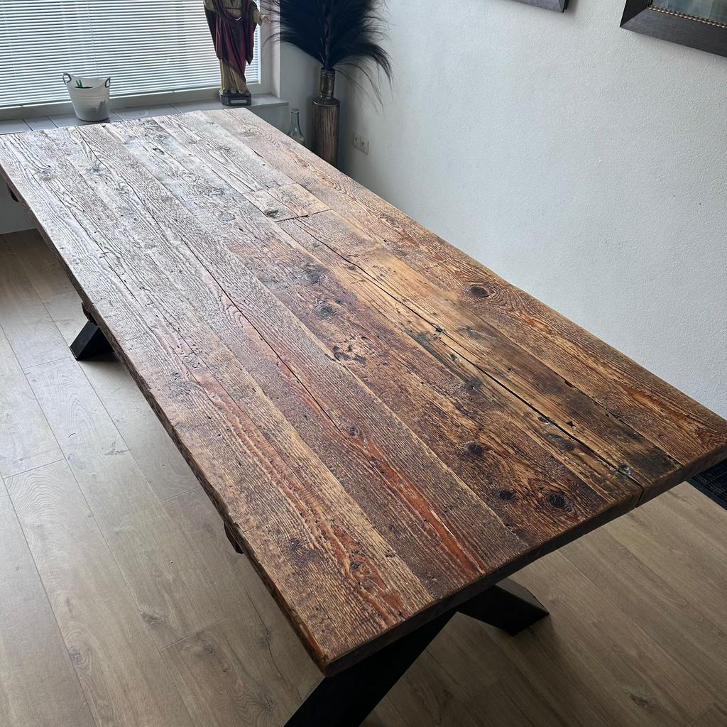 Eettafel Industrieel, Huis en Inrichting, Tafels | Eettafels, Ophalen, 200 cm of meer, 50 tot 100 cm, Zo goed als nieuw