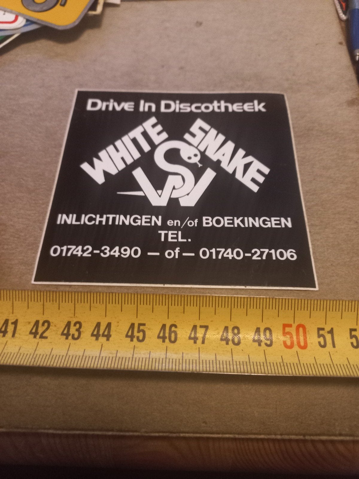 Vintage Drive In Discotheek White Snake Sticker, Ophalen of Verzenden