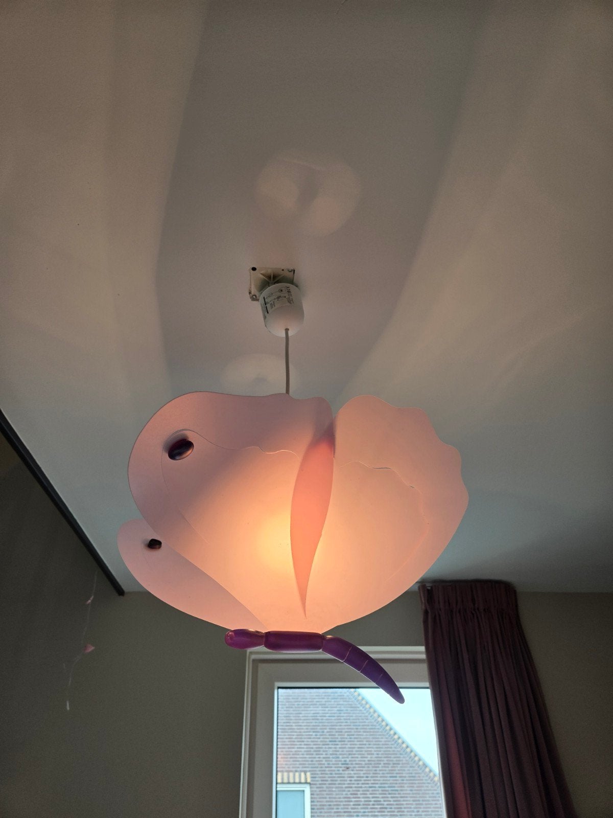 Vlinderlamp voor Kinderkamer - Roze Plafondlamp, Ophalen, Gebruikt, E27 (groot), Kindvriendelijk, Speels