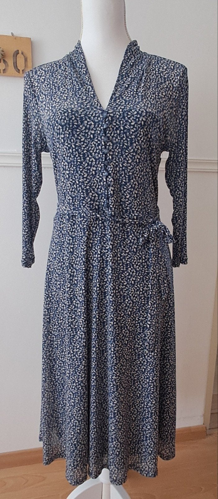 KING LOUIE Emmy Dress Midi Moonlight Tokyo Blue, Maat 38/40 (M), Blauw, Ophalen of Verzenden, Zo goed als nieuw