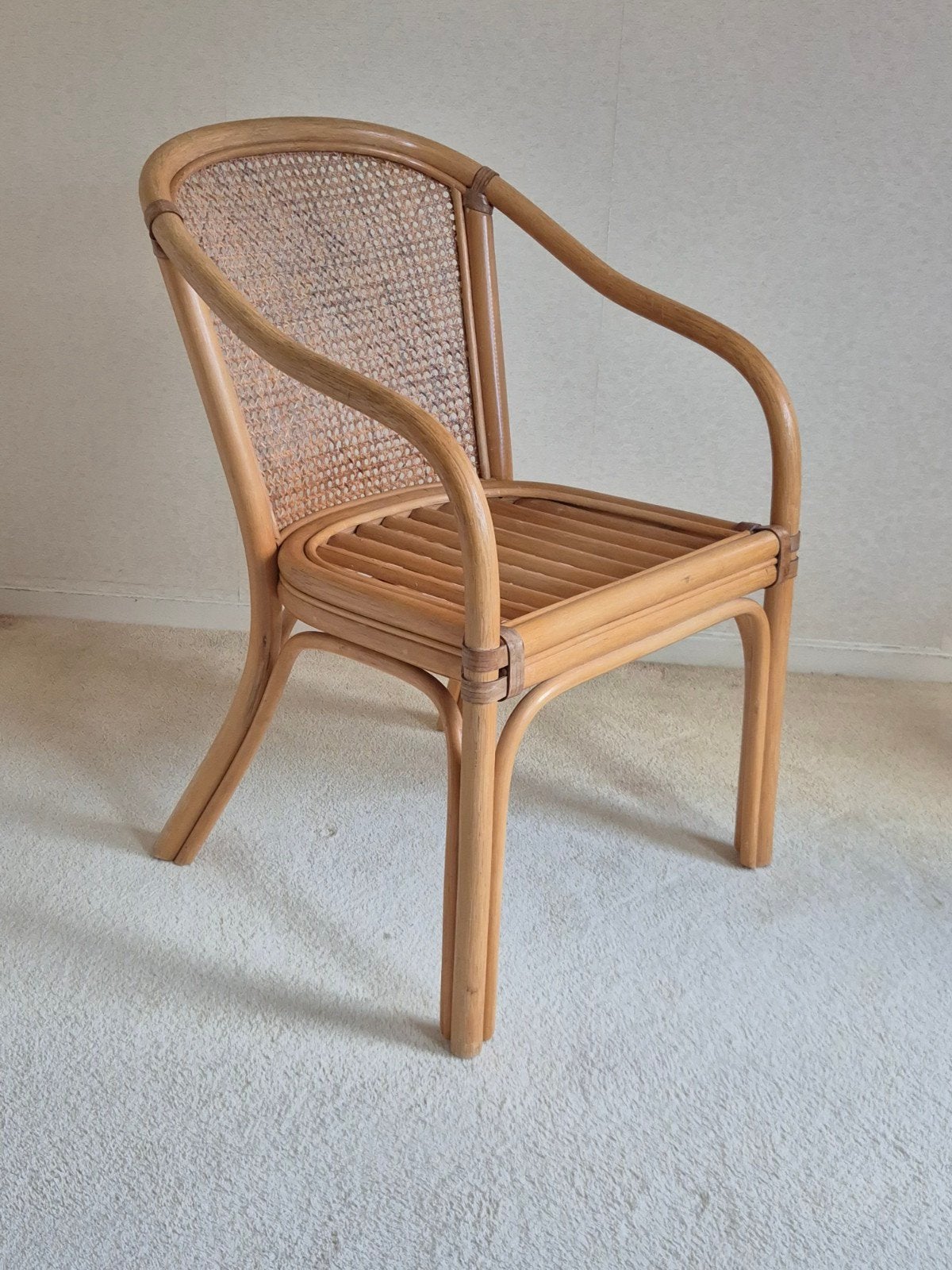 Set van 2 rotan stoelen met webbing rugleuning, Ophalen, Gebruikt, Riet of Rotan, Twee