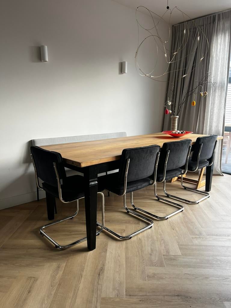 Zuiver Ridge Rib stoelen zwart - zgan, Ophalen, Zo goed als nieuw, Rechthoekig, 50 tot 100 cm