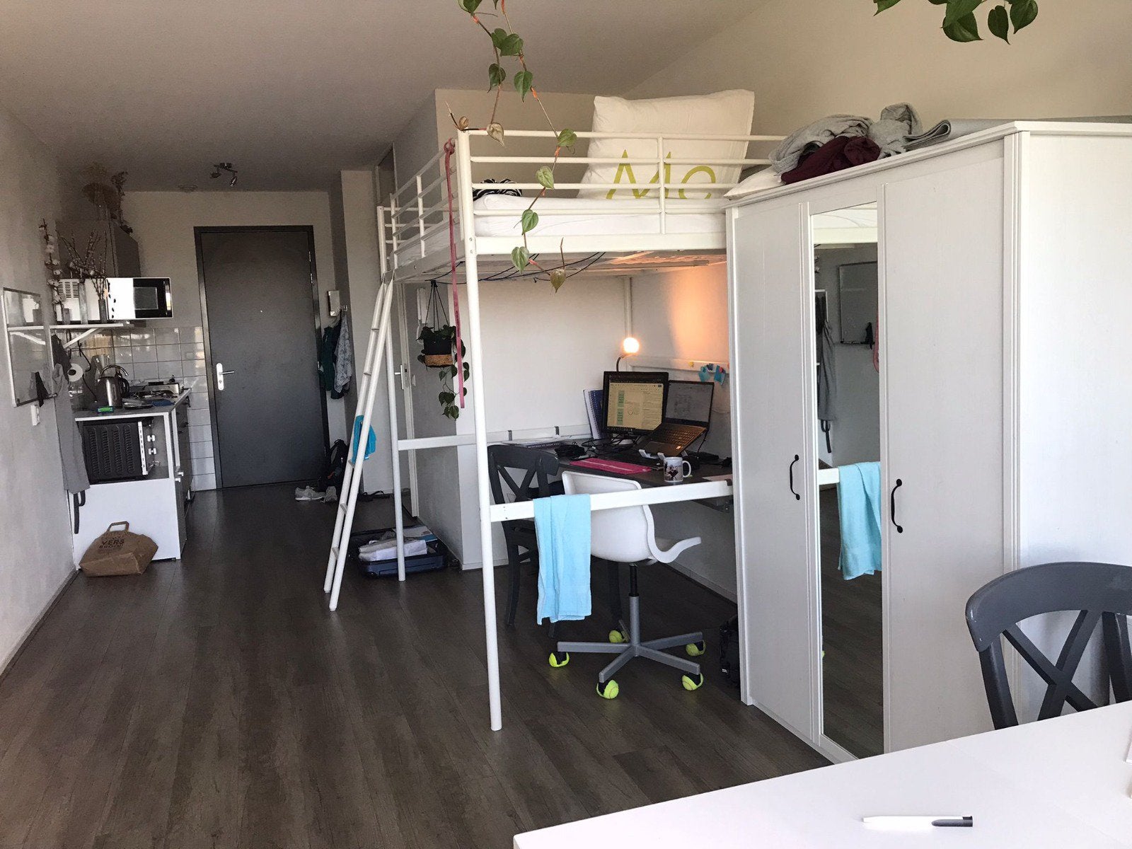 Ikea hoogslaper met buro eronder, Ophalen, Gebruikt, Wit, 140 cm