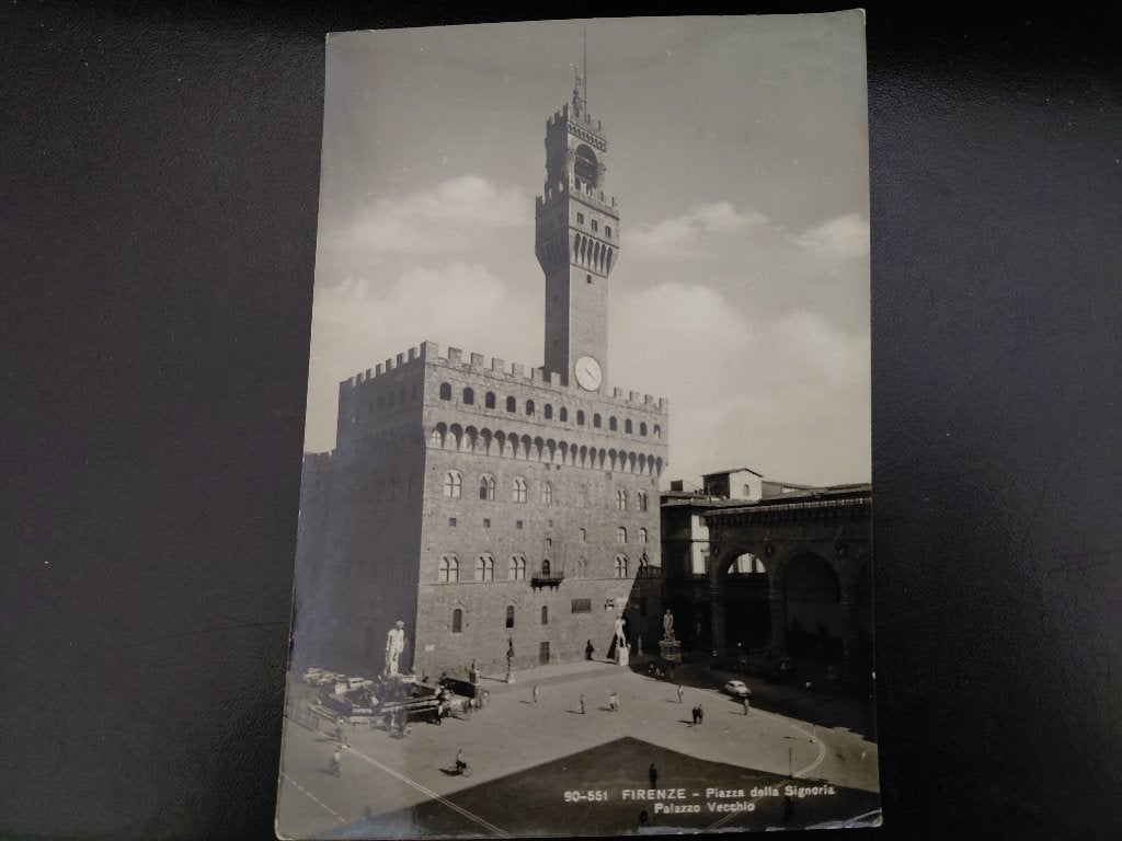 Firenze, Palazzo Vecchio, gelopen, fotokaart, jaren '60, Verzamelen, Ansichtkaarten | Themakaarten, Verzenden, 1960 tot 1980, Gelopen