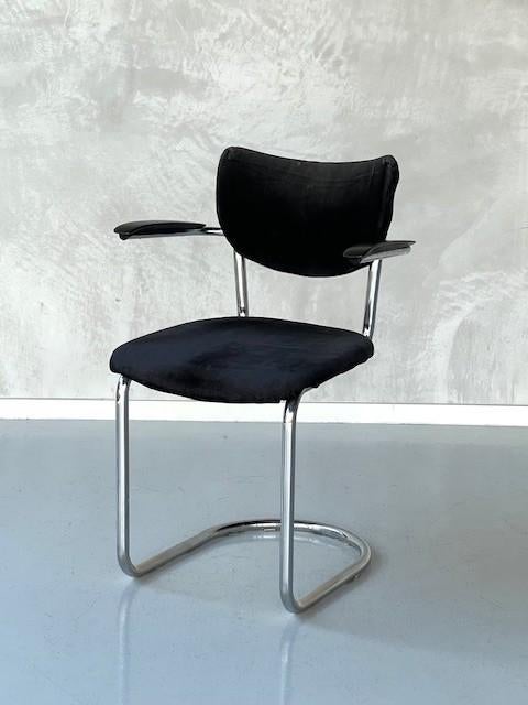 Gebr de Wit 3011 sledestoel vintage eetkamerstoel buisframe, De Wit, Gebruikt, Overige kleuren, Overige materialen