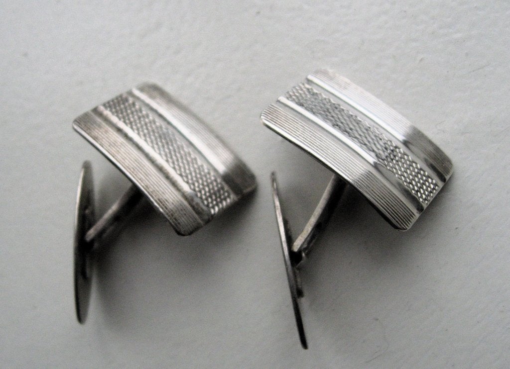 Art deco zilver 835 manchetknopen, geometrisch design '40, Antiek en Kunst, Ophalen of Verzenden, Zilver